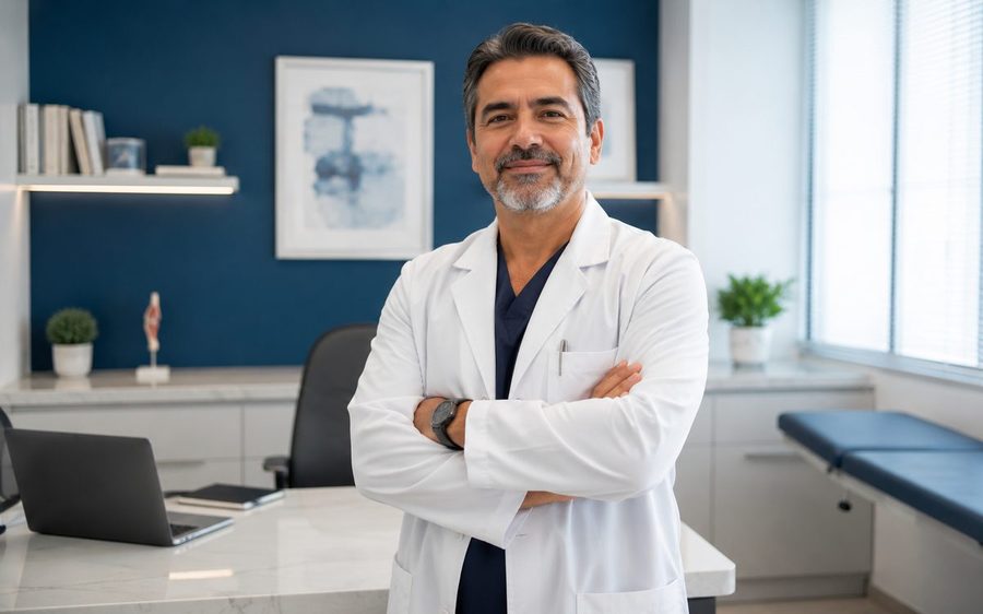 Médico dueño de su clínica, tranquilo y seguro en su consultorio